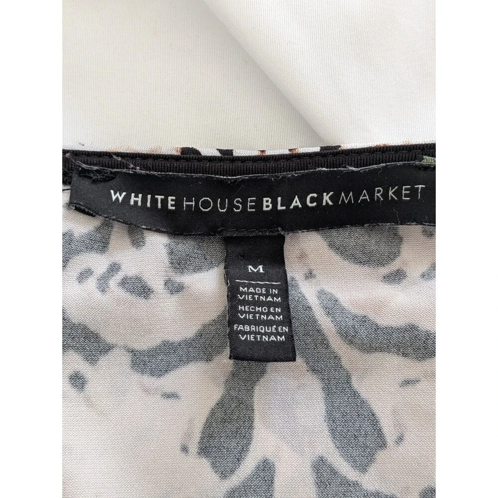 WHBM Shift Dress/Tunic Women M Multi Black 3/4 Aztec Floral Stretch Embroidery - Picture 3 of 12